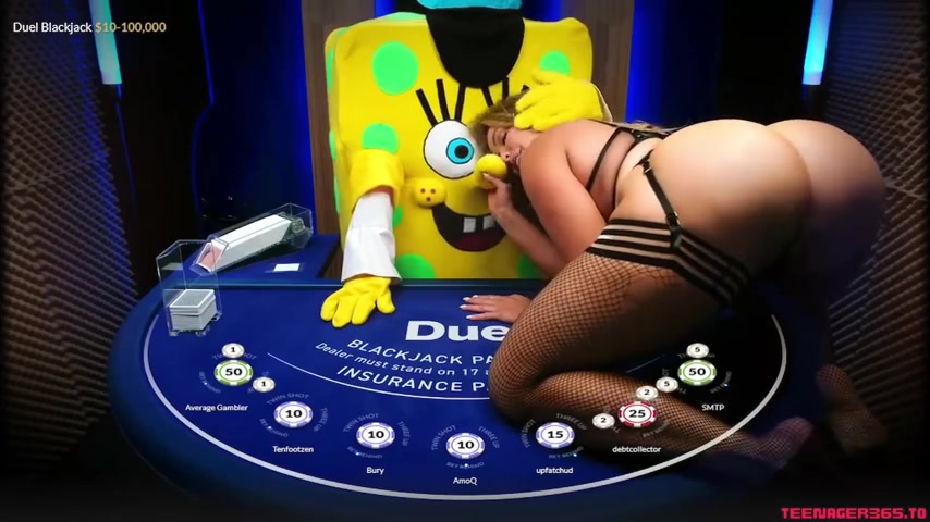 Mia Malkova Seducing Spongebob On Duel Casino Table Video